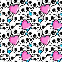 Cute skull seamless pattern with hearts. Multicolor Skulls background, Day of the Dead celebration. Seamless pattern with skulls vector