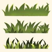 green grass element collection with flat design vector