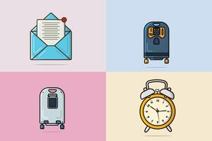 Hospital Oxygen Concentrator with clock and envelope illustration. Medical health care object icon concept. Medical portable equipment for lung patients and oxygen regulator design. vector