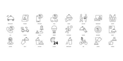 Food delivery icons set. Set of editable stroke icons.Set of Food delivery vector