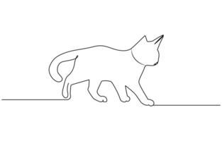 cats with continuous single one line art drawing. vector