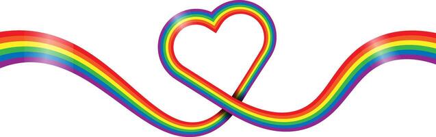 rainbow color ribbon around with heart shape vector