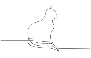 cats with continuous single one line art drawing. vector