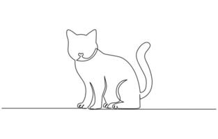 cats with continuous single one line art drawing. vector