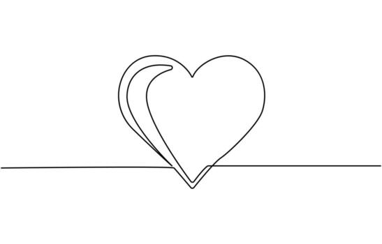 Heart and love sign in continuous one line drawing.Thin flourish and romantic symbol in simple linear style vector