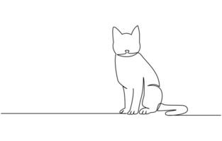 cats with continuous single one line art drawing. vector