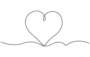 Heart and love sign in continuous one line drawing.Thin flourish and romantic symbol in simple linear style vector