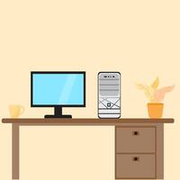 work desk with a set of computers vector