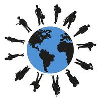 Collection of silhouettes of people of different professions. Professions needed in a large metropolis. vector