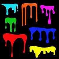 Flowing paint. Multicolored paint runs off. The best palette. Color mixing. vector