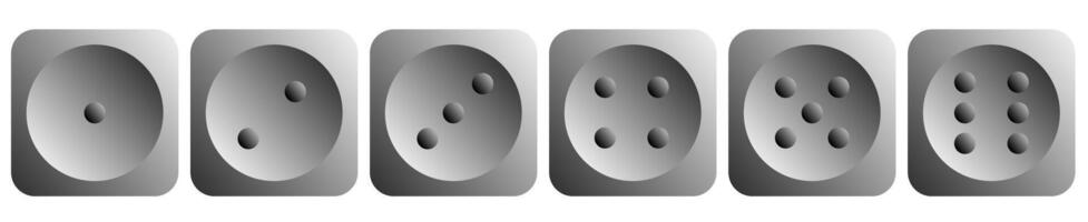Dice game isolated on white background. Cubes in a realistic design from one to six. vector