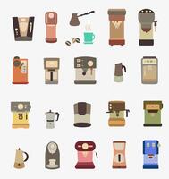 Coffee machines. Different types of coffee machines. Color icons of coffee machines. The concept of materials for printing. vector