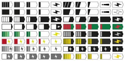 Battery charge. Battery charge indicator icon set. vector