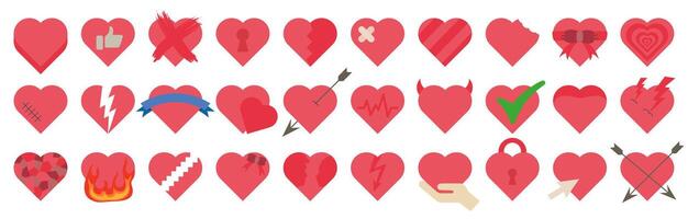 Creative romantic symbols of different shapes isolated on white background. vector