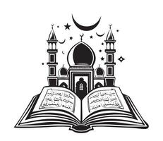 Hand Drawn sketch of Holy book or Koran. vector