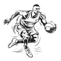 Hand sketch of basketball player. illustration vector