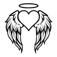 angel wings with heart and wings coloring pages vector