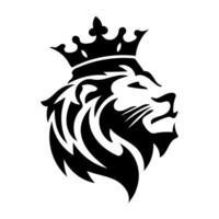 a black and white lion head with a crown on it vector