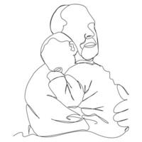 Continuous line drawing of father and daughter playing together Fathers day concept vector