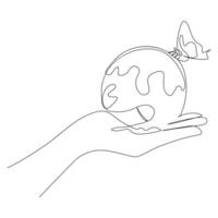 Single one line drawing world ozone day concept Continuous line draw design graphic vector