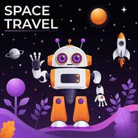 Robot in space. Background vector