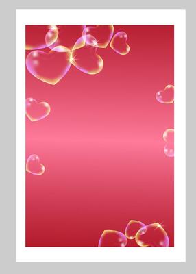 Red rectangular background with a bunch of hearts in the middle.