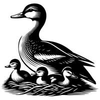 Duck With Duckling Walking and Cute Baby Duck duck illustration vector