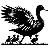 Duck With Duckling Walking and Cute Baby Duck duck illustration vector
