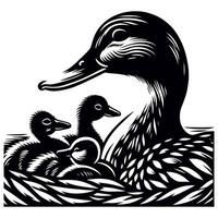 Duck With Duckling Walking and Cute Baby Duck duck illustration vector