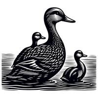 Duck With Duckling Walking and Cute Baby Duck duck illustration vector