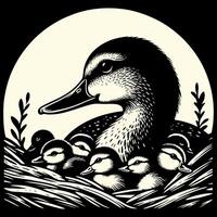 Duck With Duckling Walking and Cute Baby Duck duck illustration vector