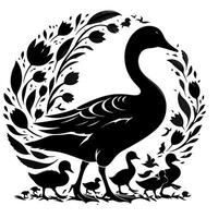 Duck With Duckling Walking and Cute Baby Duck duck illustration vector