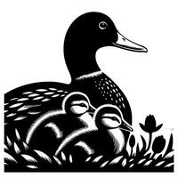 Duck With Duckling Walking and Cute Baby Duck duck illustration vector