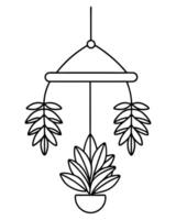 Mobile Design with Hanging Botanical Elements in Line Art vector