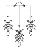 Mobile Design with Hanging Botanical Elements in Line Art vector