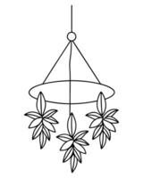 Mobile Design with Hanging Botanical Elements in Line Art vector