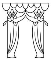Floral Design Pattern for Curtains in Line Art vector