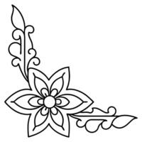 Corner Designs with Floral Motifs in Line Art vector