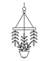 Mobile Design with Hanging Botanical Elements in Line Art vector