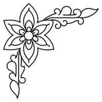 Corner Designs with Floral Motifs in Line Art vector