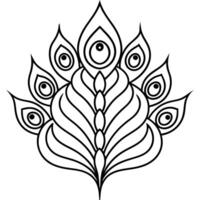 Repeating Peacock Feather Pattern in Line Art vector