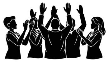 Diverse Team Clapping Hands Silhouette vector