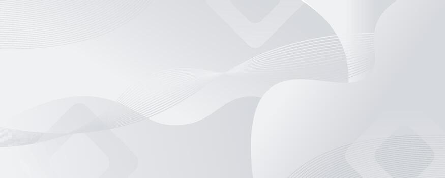 Abstract white horizontal banner background with wave and geometric shapes vector