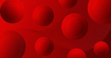 Red modern abstract background composition with circle shapes and wave lines vector