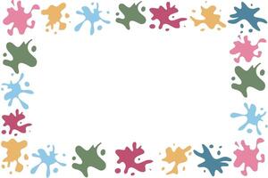 Background of colorful splashes. Bright spots, paint, set of design elements. Colorful set of paint splashes. Round flat collection of splashes, fluid decorative shapes. Various splashes and drops. vector