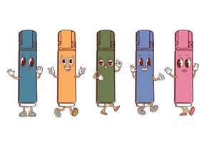 Set of colorful markers in kawaii style. illustration isolated on white background. vector