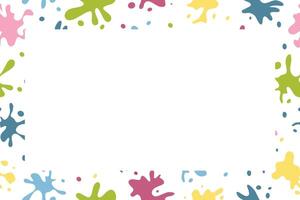 Background of colorful splashes. Bright spots, paint, set of design elements. Colorful set of paint splashes. Round flat collection of splashes, fluid decorative shapes. Various splashes and drops. vector