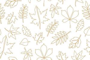seamless background of autumn leaves in doodle style. Background of hand drawn leaves for textiles or book covers, wallpaper, design, graphics, print, hobbies, invitations. . vector