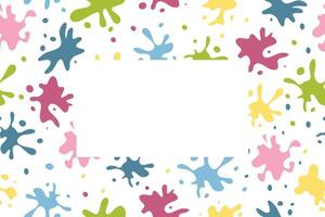 Background of colorful splashes. Bright spots, paint, set of design elements. Colorful set of paint splashes. Round flat collection of splashes, fluid decorative shapes. Various splashes and drops. vector