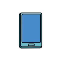 smartphone device technology with blank screen illustration line color style design. mobile phone cartoon illustration in blue color. technology illustration element design vector